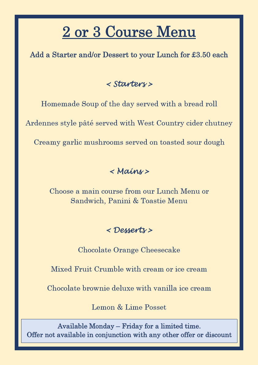 2 Or 3 Course Lunch Offer Mr Miles Tea Rooms Tea And Coffee